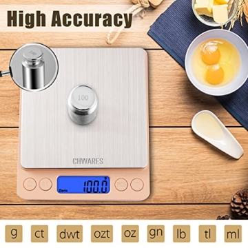 CHWARES Food Scale - Rechargeable Kitchen Scale with Tare Function