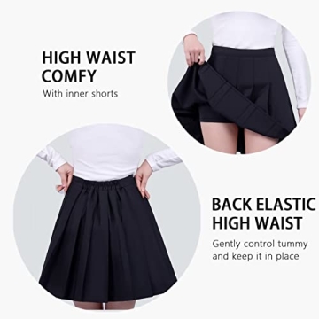 TAMIFLY Women's Stylish Black Pleated Tennis Skirt