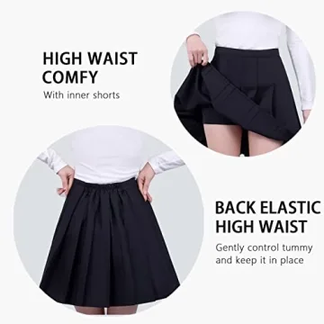 TAMIFLY Women's Stylish Black Pleated Tennis Skirt