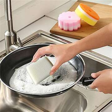 Multi-Purpose Scouring Pad by Scrub-It - Non-Scratch Cleaning Dobie Pads for Pots, Pans, Dishes, Utensils & Non-Stick Cookware - Sponge Scrubbers Use for Kitchen, Bathroom & More (12)