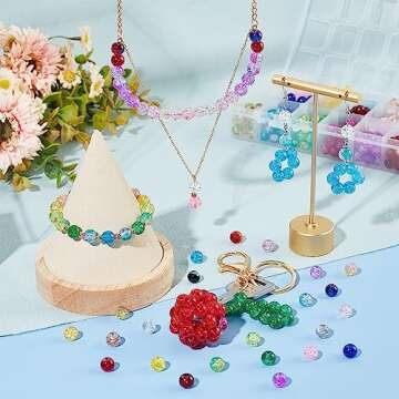 PH PandaHall 600pcs 8mm Crackle Glass Beads 24 Color Crystal Glass Beads Round Loose Beads for Chris...