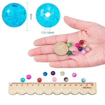 PH PandaHall 600pcs 8mm Crackle Glass Beads 24 Color Crystal Glass Beads Round Loose Beads for Christmas Tree Ornament Bracelet Summer Beading Fishing Friendship Bracelet Mother's Day Jewelry Making