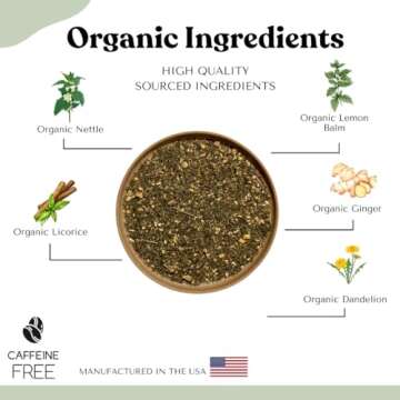 AutoimmuniTea – Soothing Tea Bags for Allergy Relief and Sinus Relief, Organic, Caffeine Free and USDA Certified, Blend of Lemon Balm, Ginger, Nettle, and Licorice, AIP Friendly