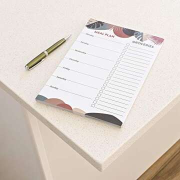 TIOKVIOP Magnetic Grocery Pad with Meal Planner List (7x10 Inches, 60 Sheets Per Pad, 100 GSM) by Form + Function (Modern Monstera Design)