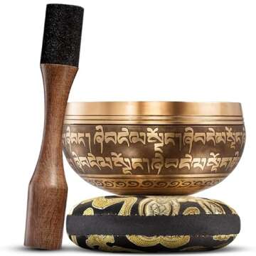 Tibetan Singing Bowl Set – Authentic Hand-Tuned Sound Bowl for Meditation – Complete Meditation ...