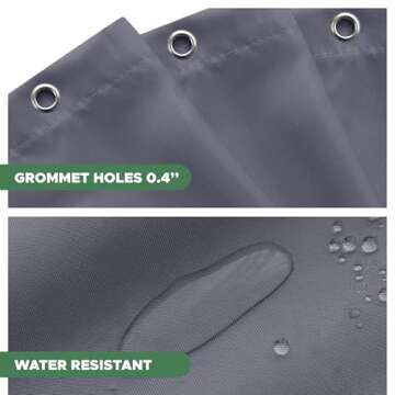 Biscaynebay Hotel Quality Fabric Shower Curtain Liner 72 Inch by 72 Inch, Dark Grey Water Resistant Bathroom Curtains Liners, Rust Resistant Grommets Top Weighted Bottom Hem Machine Washable