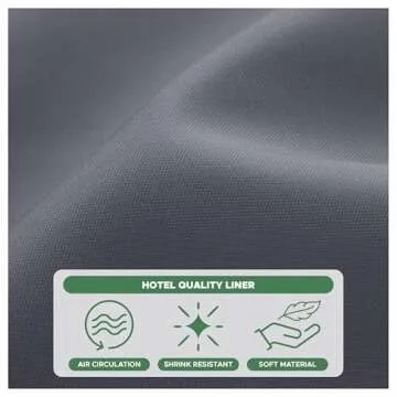 Biscaynebay Hotel Quality Fabric Shower Curtain Liner 72 Inch by 72 Inch, Dark Grey Water Resistant Bathroom Curtains Liners, Rust Resistant Grommets Top Weighted Bottom Hem Machine Washable