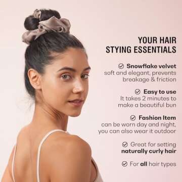 BLINKEEN Heatless Curling Scrunchie, Heatless Hair Curler to Sleep In, No Heat Curls for Long Hair, Soft Sleep Hair Roller (Navy blue)