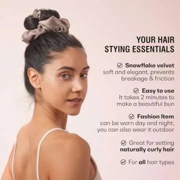 BLINKEEN Heatless Curling Scrunchie, Heatless Hair Curler to Sleep In, No Heat Curls for Long Hair, Soft Sleep Hair Roller (Navy blue)