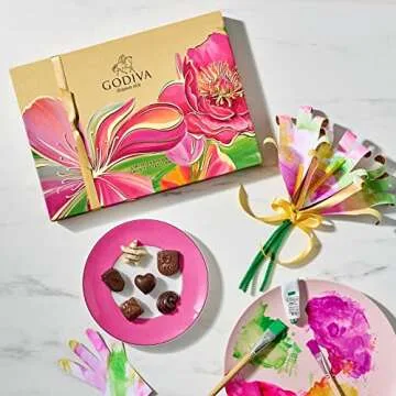 Godiva Chocolatier Gourmet Chocolate Gift Box - Mothers Day, Birthday and Spring Gifting - Assorted Luxury Candy in an Elegant Spring Floral Box - 19 pieces