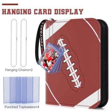 Mlikero 720 Pockets Football Card Binder, Sports Card Binder with Card Display Design, Premium Football Card Holder with Football Wristband Fit for Football Cards 2024