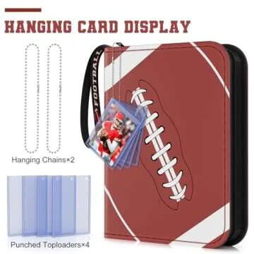 Mlikero 720 Pockets Football Card Binder, Sports Card Binder with Card Display Design, Premium Football Card Holder with Football Wristband Fit for Football Cards 2024