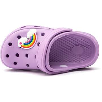 HOBIBEAR Girls Classic Graphic Toddler Garden Clogs Slip on Water Shoes (Purple-Size 7 Toddler)