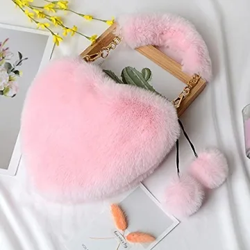 Cute Rejolly Heart Shaped Faux Fur Women Purse