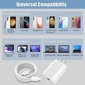 Samsung Fast Charger 25W USB C Cable for Galaxy