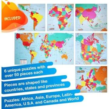 GeoToys GeoPuzzle Set of 6 Country-Shaped Jigsaw Puzzles