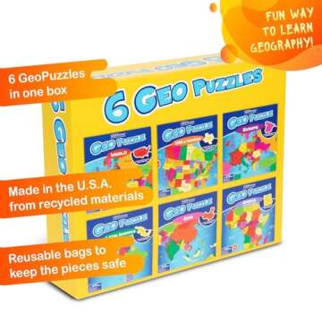 GeoToys GeoPuzzle Set of 6 Country-Shaped Jigsaw Puzzles
