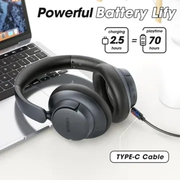 BERIBES Noise Cancelling Headphones with 70H Playtime