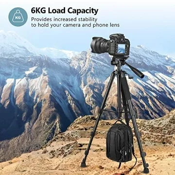 Torjim 67" Aluminum Tripod with Wireless Remote for All Cameras