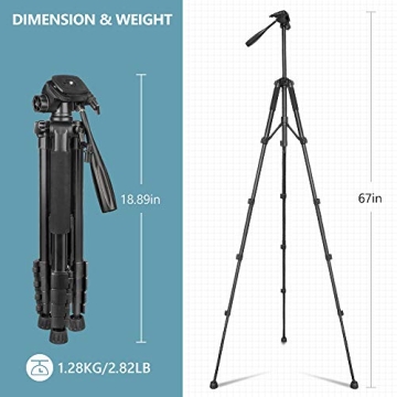 Torjim 67" Aluminum Tripod with Wireless Remote for All Cameras