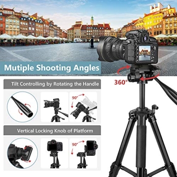Torjim 67" Aluminum Tripod with Wireless Remote for All Cameras