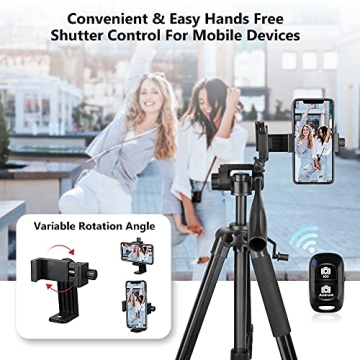 Torjim 67" Aluminum Tripod with Wireless Remote for All Cameras