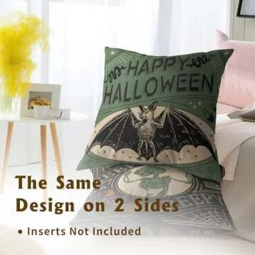 Kawani Halloween Pillow Covers Set of 2 Cotton Decorative Pillows