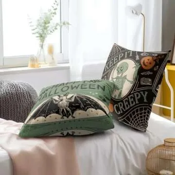 Kawani Halloween Pillow Covers Set of 2 Cotton Decorative Pillows