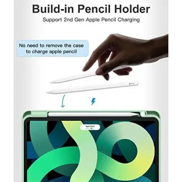 Cousper Trifold Stand Case for iPad Air 5th/4th Generation 2022/2020, 10.9 Inch, with Pencil Holder and Wireless Charging - Matcha Green