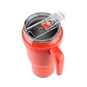 Reduce 40 oz Tumbler with Handle and Straw, Stainless Steel with Sip-It-Your-Way Lid - Keeps Drinks Cold up to 34 Hours - Sweat Proof, Dishwasher Safe, BPA Free - Cayenne, Opaque Gloss Mug