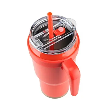 Reduce 40 oz Tumbler with Handle and Straw, Stainless Steel with Sip-It-Your-Way Lid - Keeps Drinks Cold up to 34 Hours - Sweat Proof, Dishwasher Safe, BPA Free - Cayenne, Opaque Gloss Mug