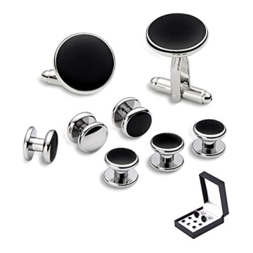 Elegant 8pcs Zealmer Tuxedo Shirt Studs & Cufflinks Set for Men
