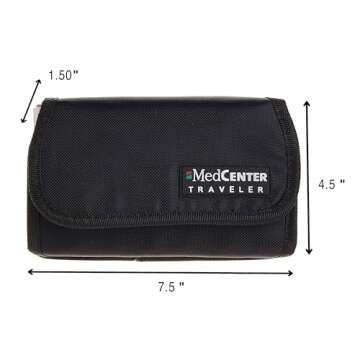 MEDCENTER Traveler 7 Day Pill Organizer, Portable Travel Pill Case, Medication Organizer & Nylon Pil...