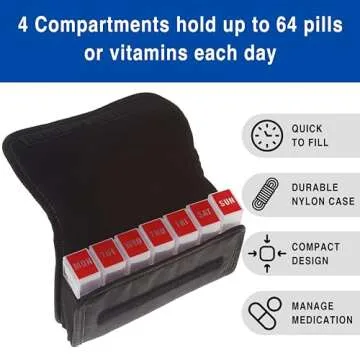 MedCenter 7 Day Travel Pill Organizer - Durable & Portable