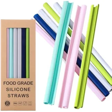 Reusable Silicone Straws - Premium Food Grade Drinking Straw, BPA Free, Snap Straw-Openable Design, ...