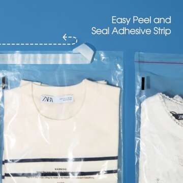 Spartan Industrial - 10” X 13” (100 Count) Self Seal Clear Poly Bags with Suffocation Warning for Packaging, T Shirts - Permanent Adhesive