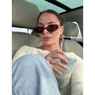 VIA LEECA Retro Oval Sunglasses for Trendy Protection