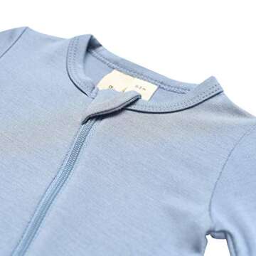 KYTE BABY Unisex Rayon Made From Bamboo, Zippered Rompers, (0-3 Months, Slate)