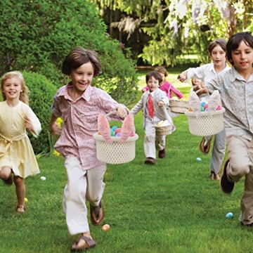 LimBridge Knitted Easter Basket with Bunny Ears for Kids