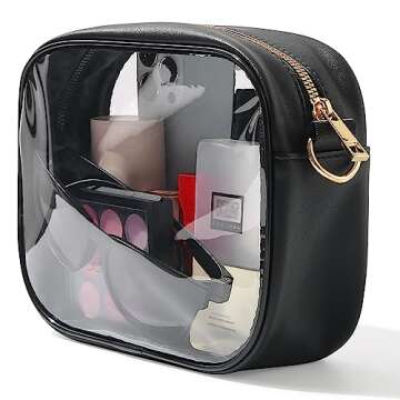 TOBVZOO Clear Purse Crossbody Bag for Women Stadium Approved, Small Leather Clear Bag with Adjustabl...