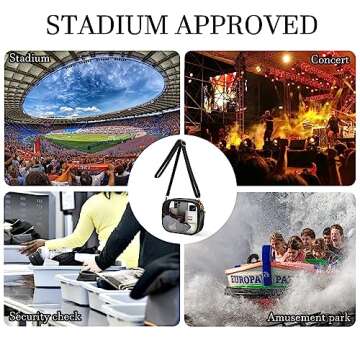 TOBVZOO Clear Purse Crossbody Bag for Women Stadium Approved, Small Leather Clear Bag with Adjustable Strap for Concert Sports Events (Black)