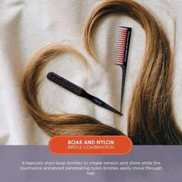 Spornette Teasing Brush & Comb Set - Little Wonder Boar & Tourmaline Nylon Bristle Brush #111, Triple Comb #TC-1 for Backcombing, Volume, and Slick Styling