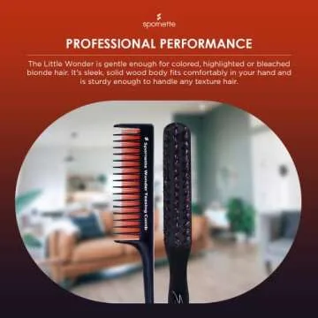 Spornette Teasing Brush & Comb Set - Little Wonder Boar & Tourmaline Nylon Bristle Brush #111, Triple Comb #TC-1 for Backcombing, Volume, and Slick Styling