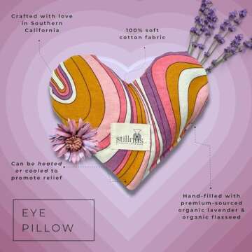 Stillnus Handmade Heart-Shaped Eye Pillow - Weighted Organic Lavender & Flax Seed For Yoga and Medit...