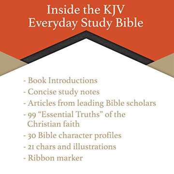 KJV Everyday Study Bible, Black LeatherTouch, Black Letter, Pure Cambridge Text, Study Notes and Comentary, Illustrations, Aricles, Charts, Easy-to-Carry, Easy-to-Read Bible MCM Type