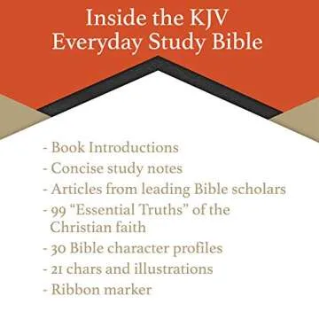KJV Everyday Study Bible, Black LeatherTouch, Black Letter, Pure Cambridge Text, Study Notes and Comentary, Illustrations, Aricles, Charts, Easy-to-Carry, Easy-to-Read Bible MCM Type