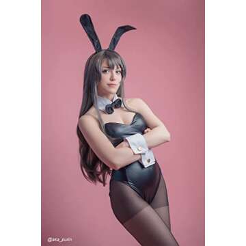 CR ROLECOS Bunny Costume Women Bunny Girl Senpai Cosplay One Piece Bodysuit Suit Sakurajima Mai Outfit Halloween S