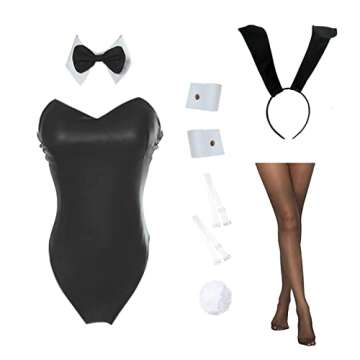 CR ROLECOS Bunny Costume Women Bunny Girl Senpai Cosplay One Piece Bodysuit Suit Sakurajima Mai Outfit Halloween S