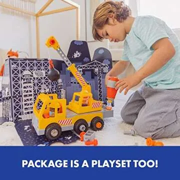 Educational Insights Design & Drill Bolt Buddies Crane Take Apart Toy with Electric Toy Drill, Preschool STEM Toy, Boys & Girls Ages 3+