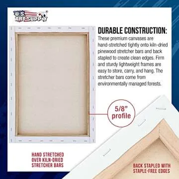 U.S. Art Supply 16 x 20 Canvas Super Value 5-Pack - Great for All Media
